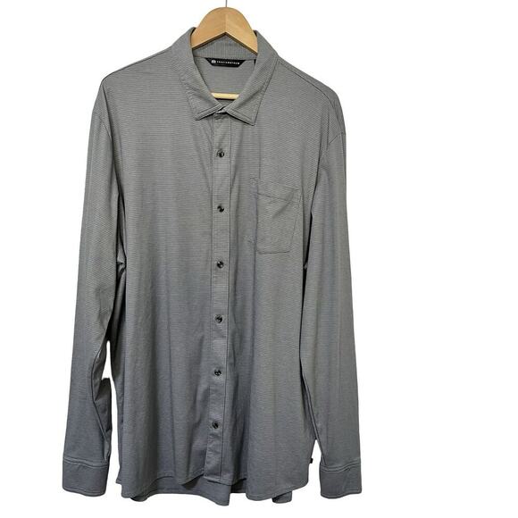Travis Mathew Mens Long Sleeve Button Shirt Size XXL Gray Stretch Golf Athletic - Picture 1 of 7
